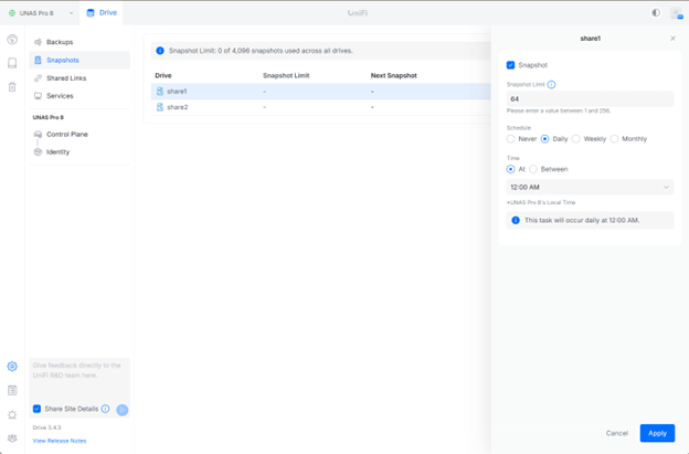 UniFi Drive Storage Page RAID 6