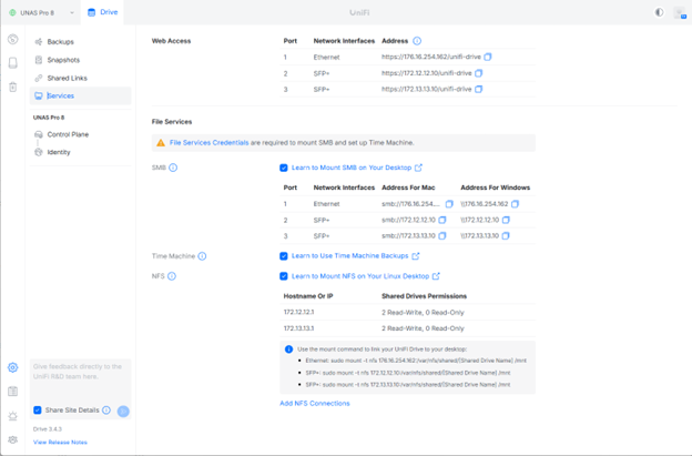 UniFi Drive Backup Options