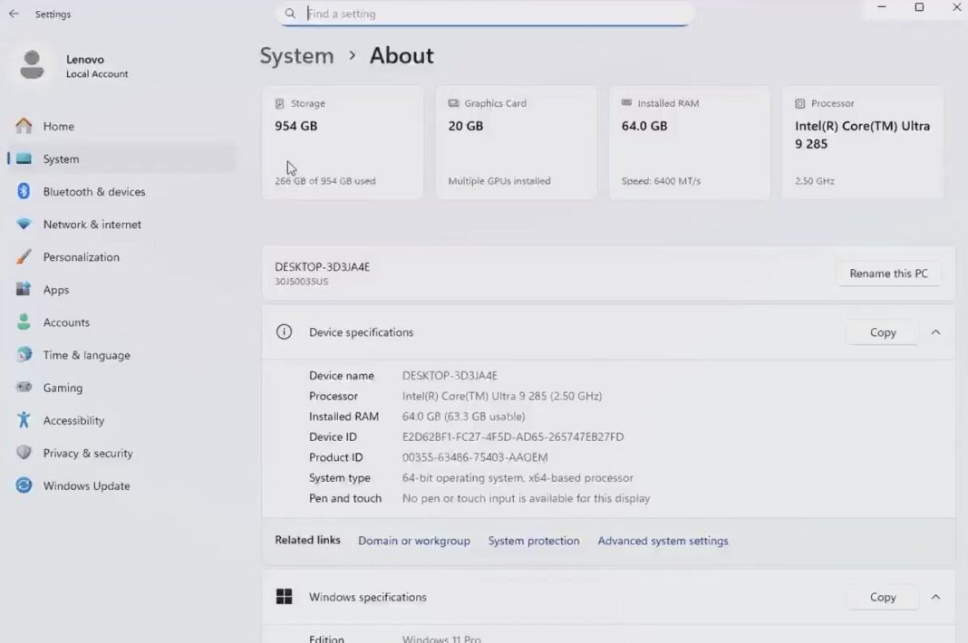 مشخصات سیستم در ویندوز