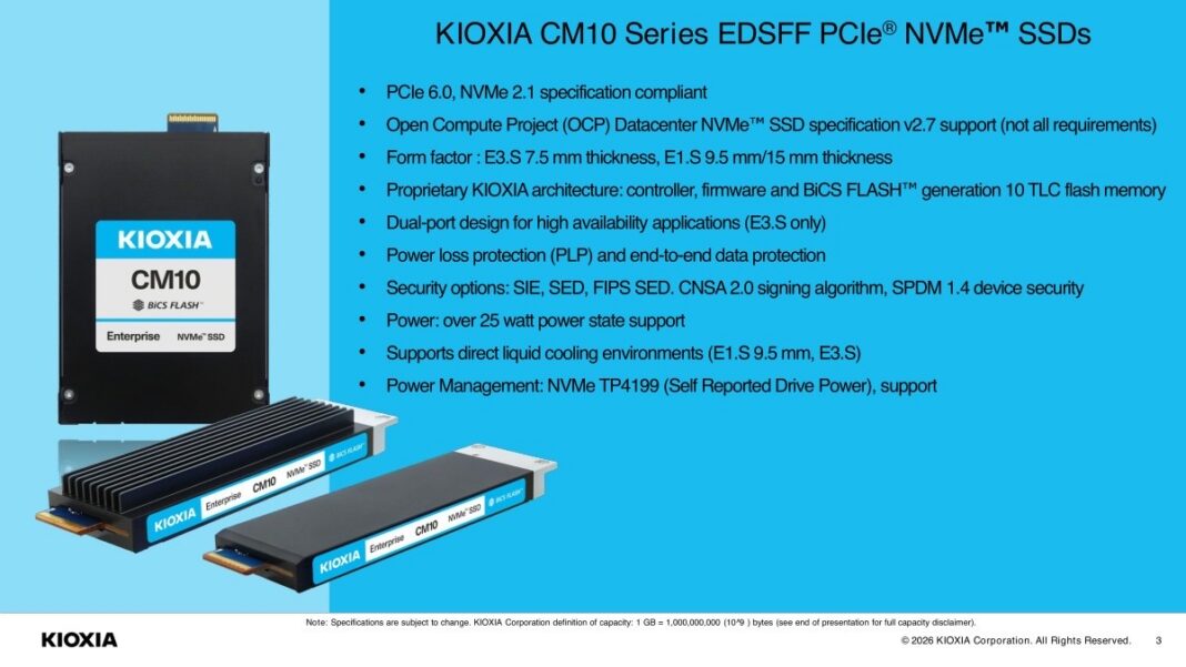 مشخصات فرم فکتورهای EDSFF در سری Kioxia CM10